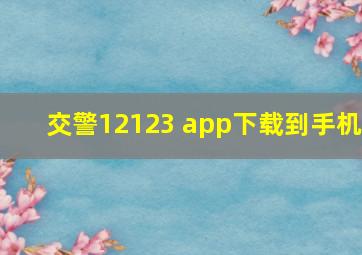 交警12123 app下载到手机